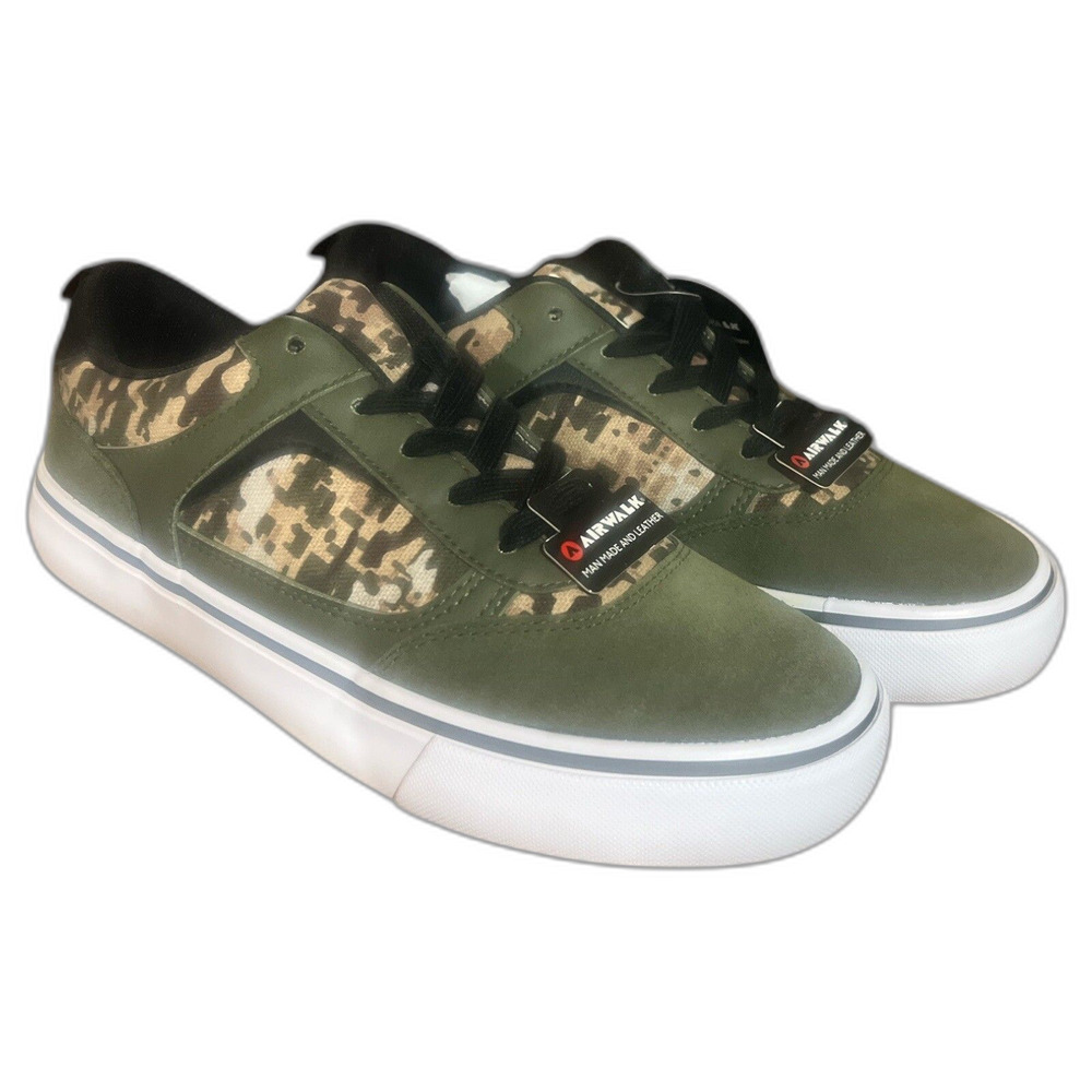 Airwalk Huntington Youth Size 4 Sneakers Camo Green Skate Shoes Lace Up New